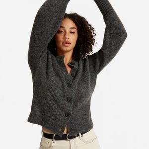 Everlane Cropped Alpaca Cardigan in Grey